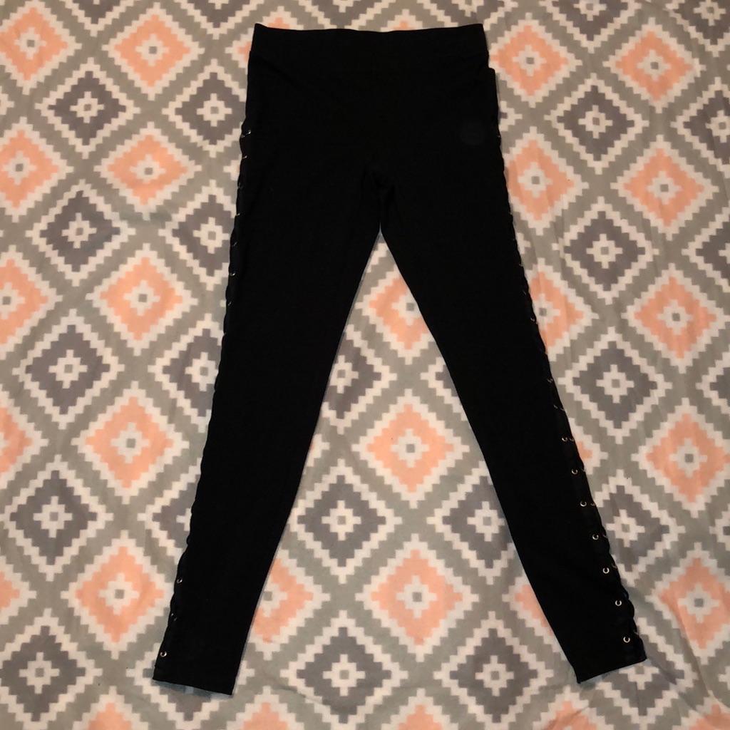 Express Black Sexy Lace Up Leggings Size Xs Nwot